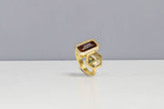 Todd Reed ring with Fancy cut diamonds (6.21ct) and white brilliant cut diamonds (0.14ct) in 18k yellow gold.
